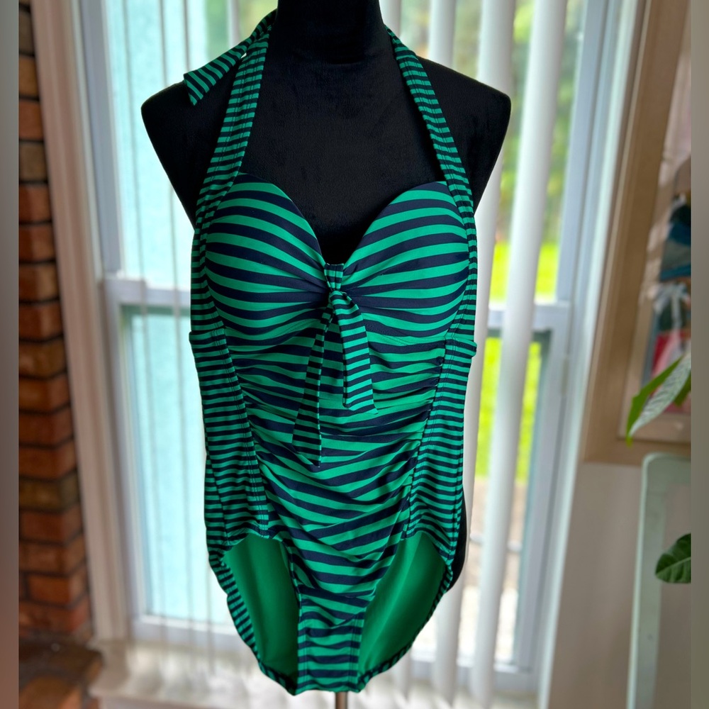 Green and Navy one piece swimsuit